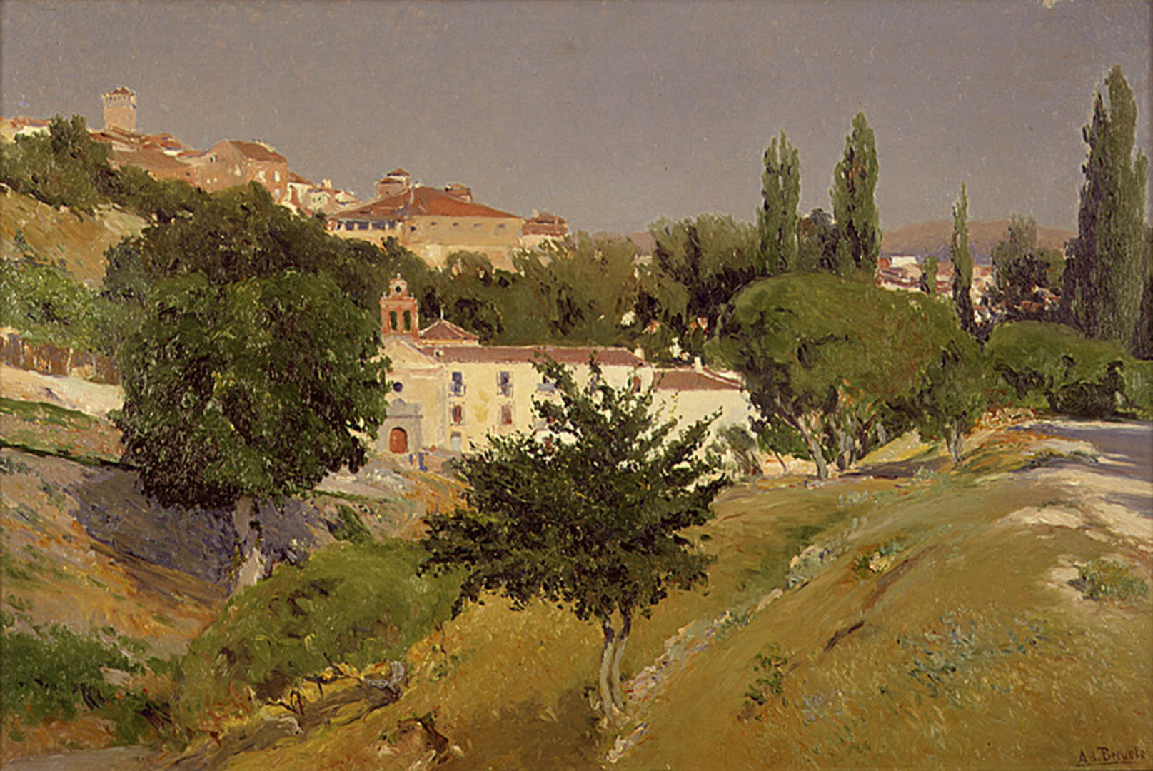 Landscape With The Convent Of The Holy Spirit Of Segovia - Aureliano Beruete - HD Wallpaper 