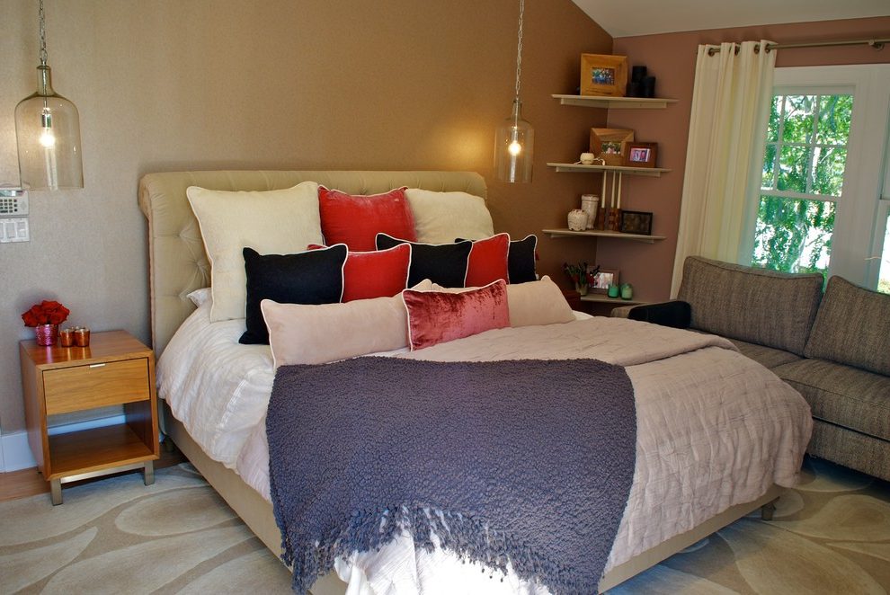 Los Angeles Metallic Wallpaper Bedroom Contemporary - Bedroom - HD Wallpaper 