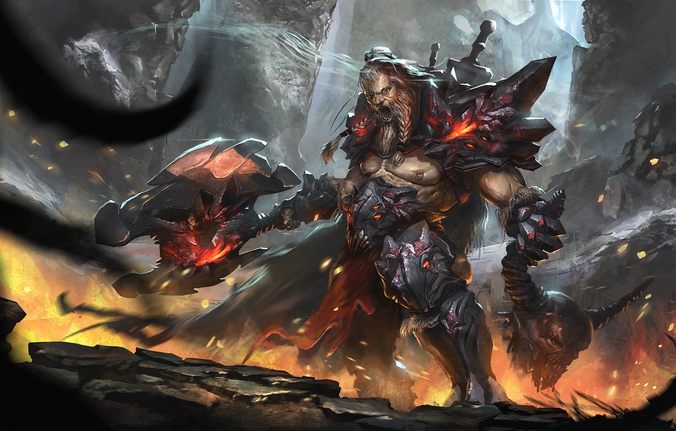 Photo Wallpaper Blizzard, Art, Diablo 3, Warrior, Blizzard - Orc Barbarian Concept Art - HD Wallpaper 