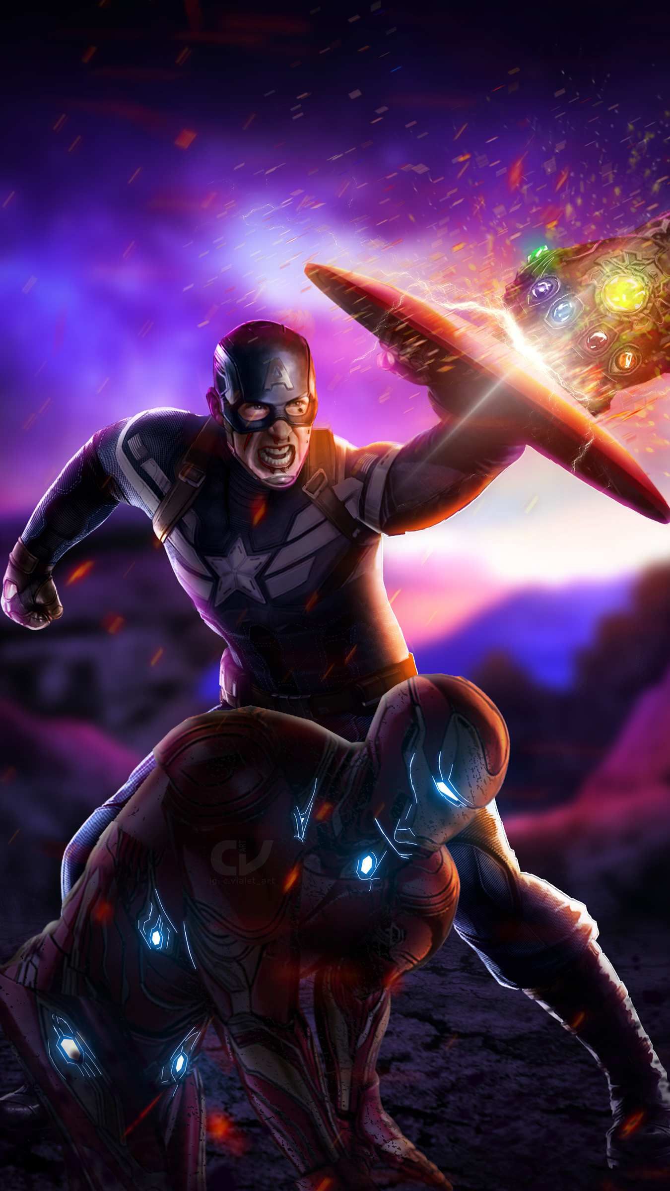 Captain America With Hammer Endgame - 1350x2400 Wallpaper 