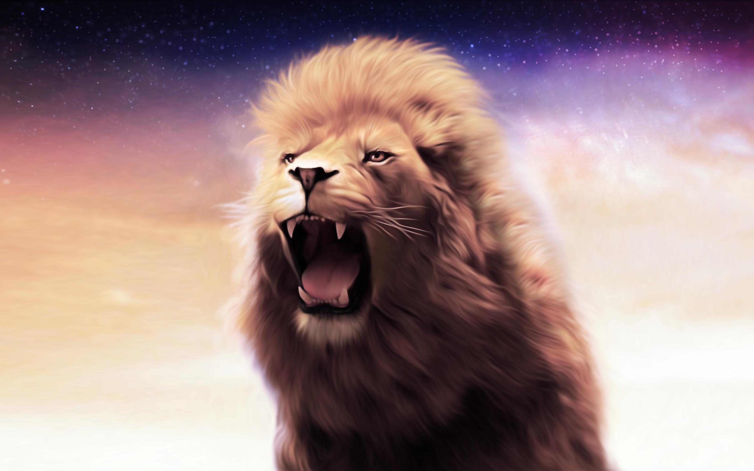 Wallpaper Lion, Grin, Art, Mane - Lion Wallpaper 4k - HD Wallpaper 