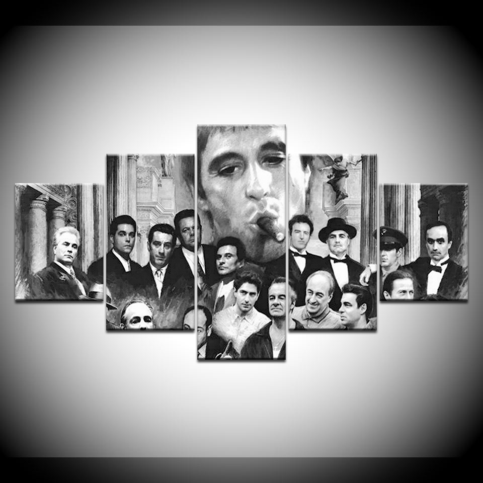 Canvas Painting Godfather Goodfellas Scarface Sopranos - Gangsters Collage Godfather Goodfellas Scarface Sopranos - HD Wallpaper 