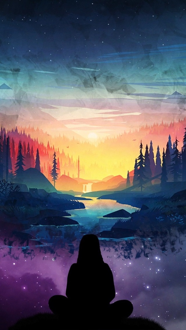 Iphone Wallpaper Fantasy World, Beautiful, Trees, Starry, - Mikael Gustafsson Mobile - HD Wallpaper 