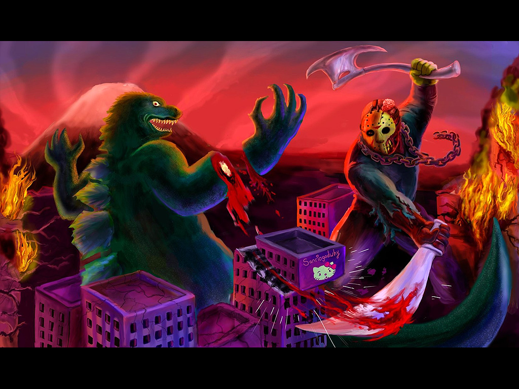 Godzilla Friday Wallpaper - Awesome Jason Voorhees Art - HD Wallpaper 