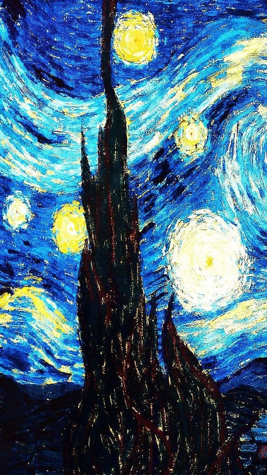 Download Vincent Van Gogh Starry Night 1080 X 1920 - Starry Night Wallpaper Phone - HD Wallpaper 