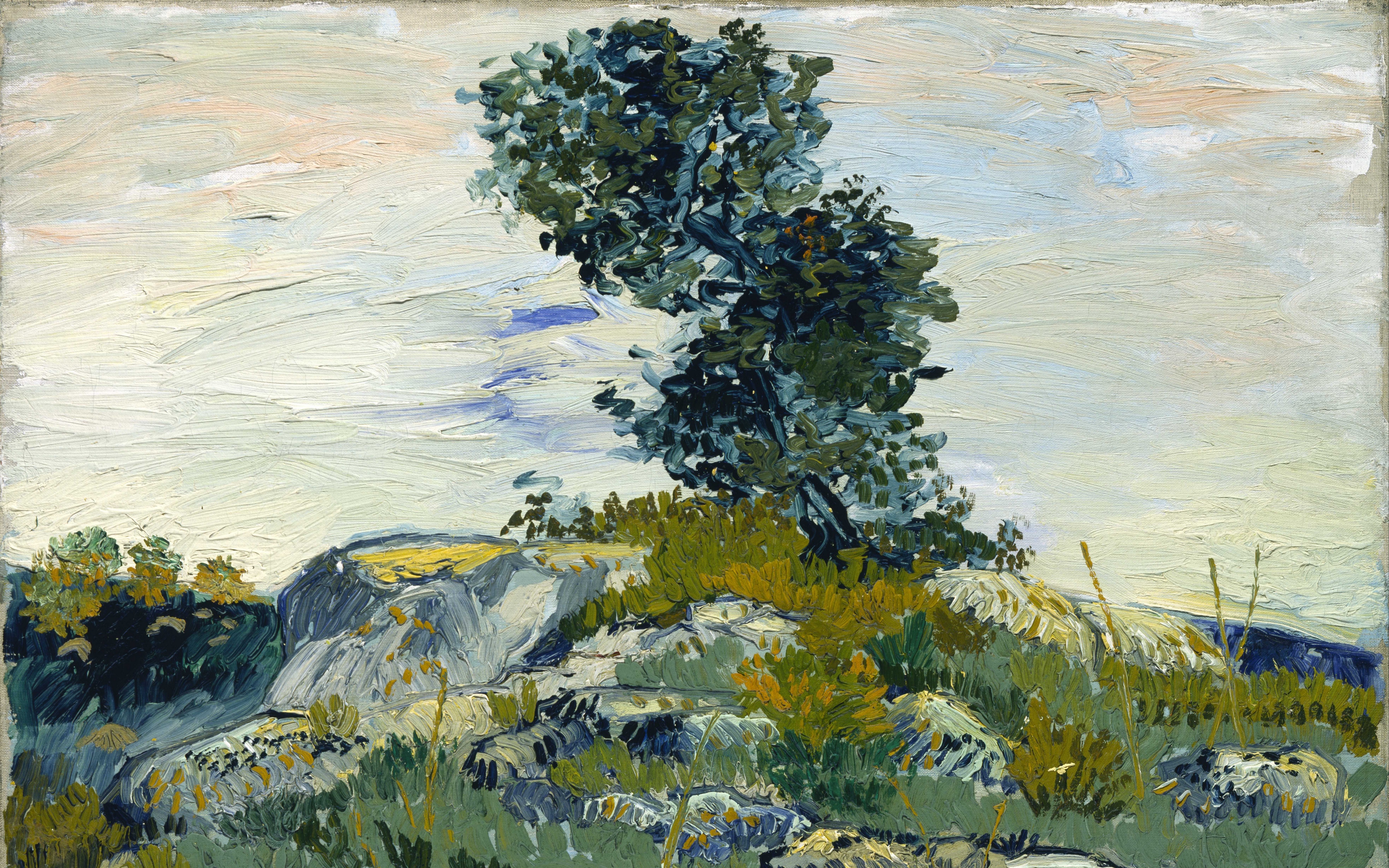 Wallpaper Vincent Van Gogh, Rocks With Oak Tree, The - Van Gogh - HD Wallpaper 