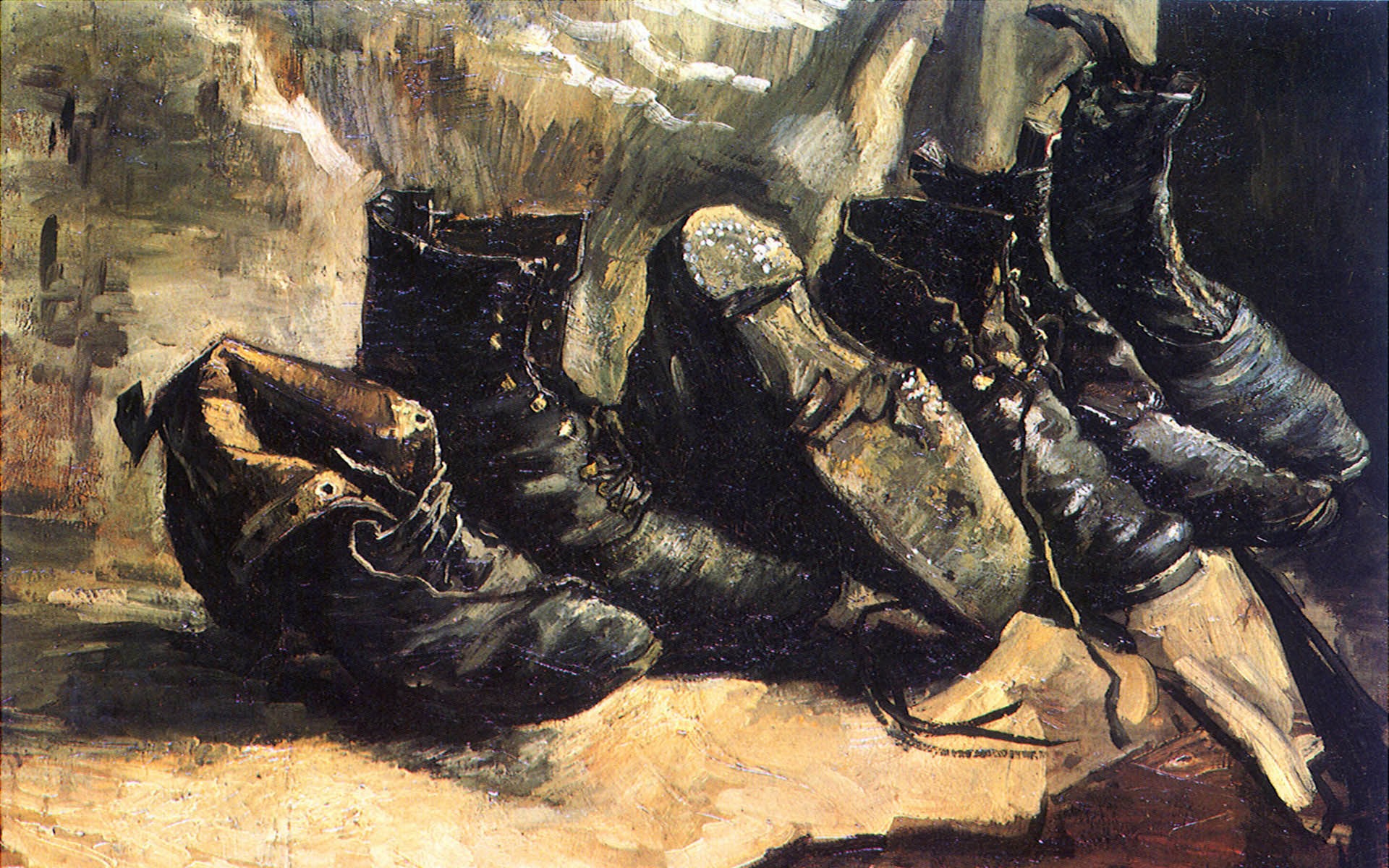 Wallpaper - Van Gogh Three Pairs Of Shoes - HD Wallpaper 