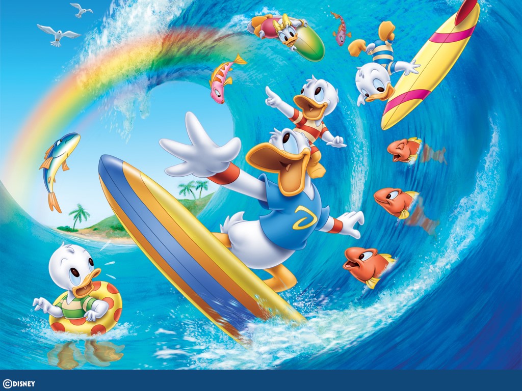 Donald Duck Wallpaper For Mobile - Donald Duck Surfen - HD Wallpaper 