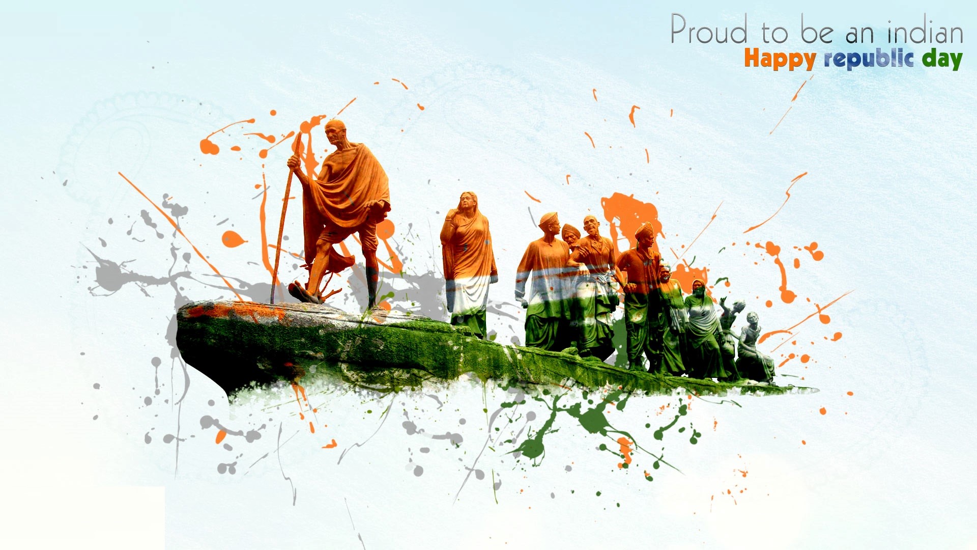 Gandhiji On Happy Republic Day 26 January Nice Images - HD Wallpaper 