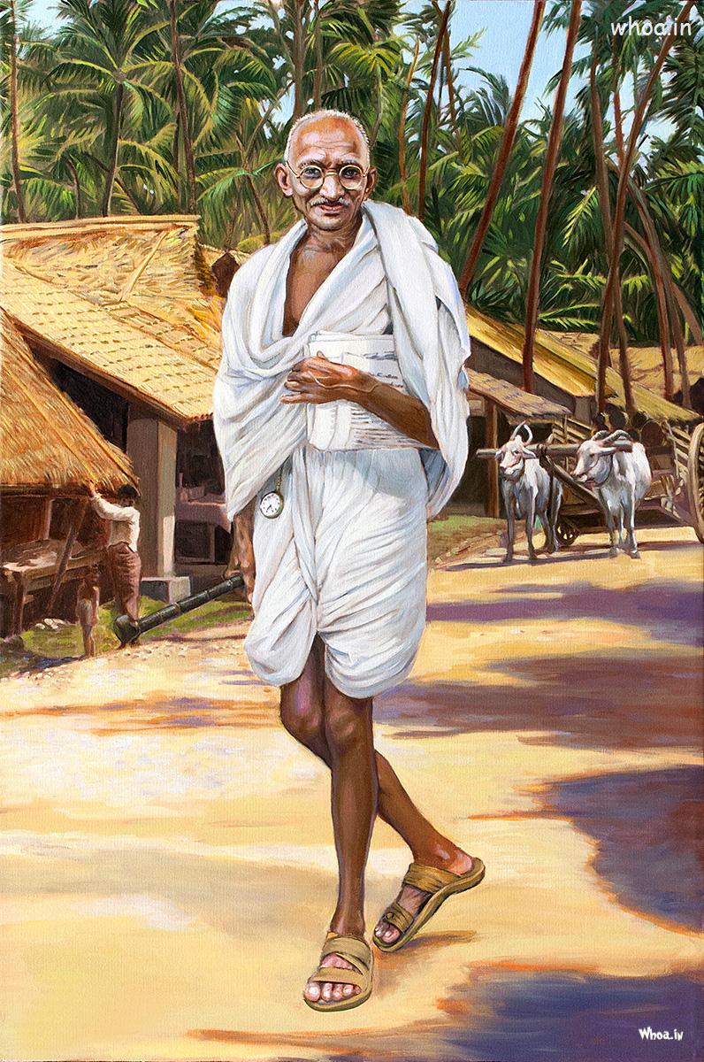 Mahatma Gandhi Natural Painting - Mahatma Gandhi Images Full Size - HD Wallpaper 