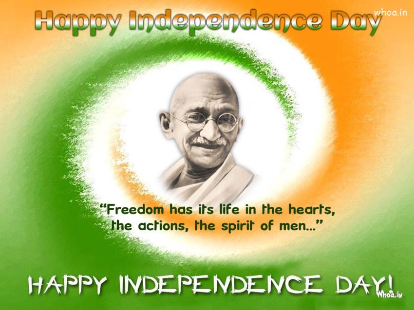 Happy Independence Day Mahatma Gandhi Wallpaper - Mahatma Gandhi Independence Day - HD Wallpaper 