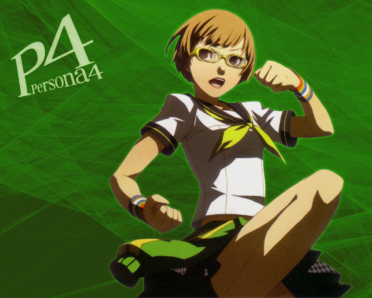 Brown Eyes Brown Hair Glasses Persona Persona 4 Satonaka - Game Persona 4 Chie - HD Wallpaper 