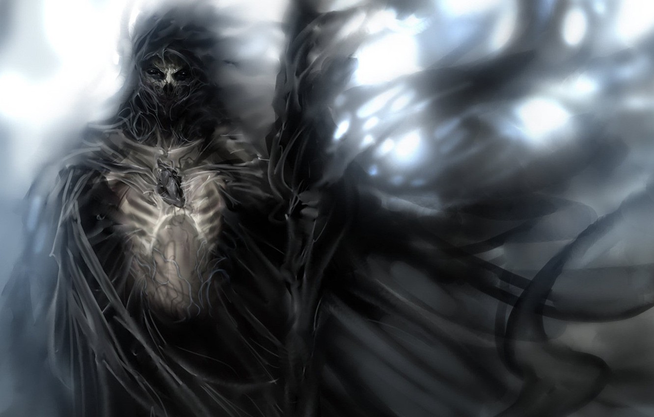 Photo Wallpaper Death, Fear, Skull, Skeleton, Reaper, - Dark Necromancer - HD Wallpaper 