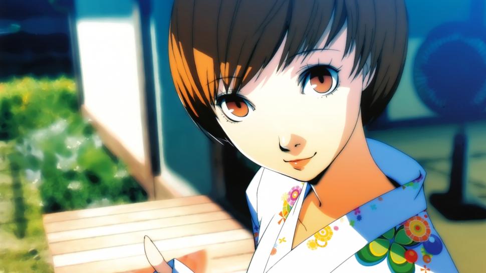 Persona 4 Anime Chie Satonaka Kimono Hd Wallpaper,video - Japanese Anime Girl Short Hair - HD Wallpaper 