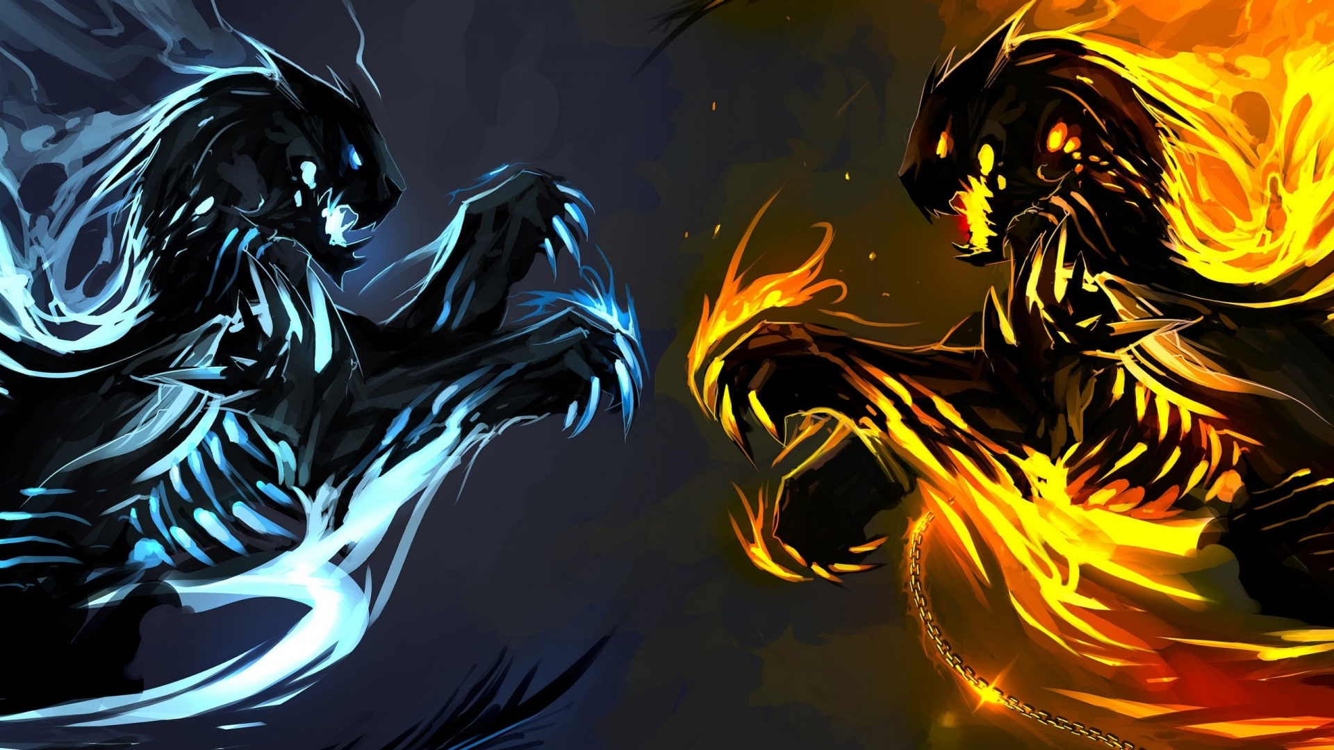 Ice And Fire Dragons For 1920 X 1080 Hdtv 1080p Resolution - Fire Dragon Background - HD Wallpaper 