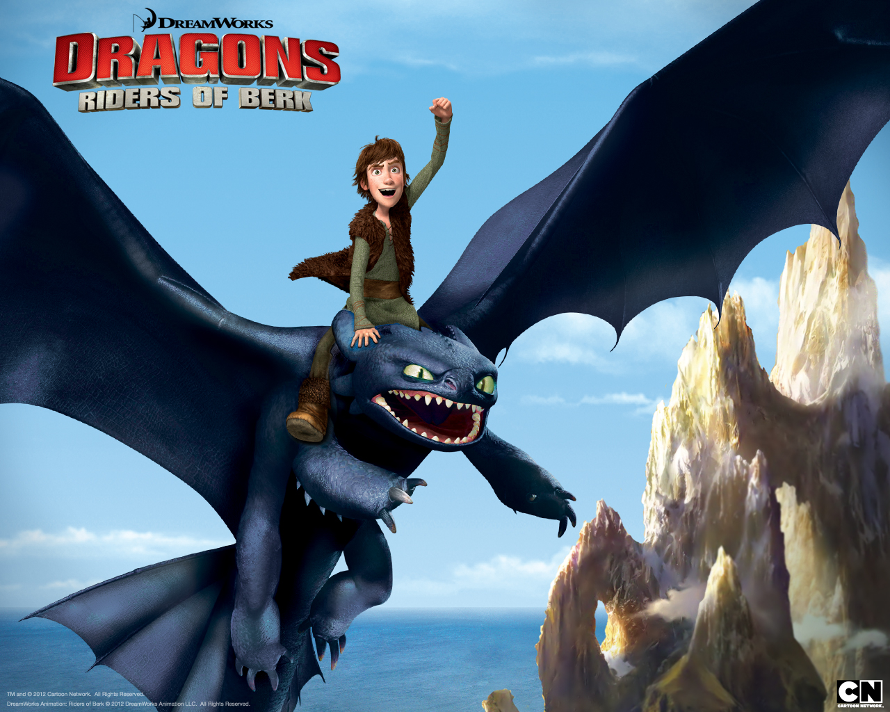 Hiccup Riding Toothless The Night Fury Dragon From Dragons Rise Of Berk Cartoon 1280x1024 Wallpaper Teahub Io