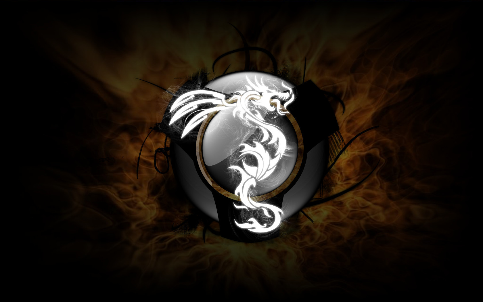 Fantasy-dragon - Black Background Silver Tribal Designs - HD Wallpaper 