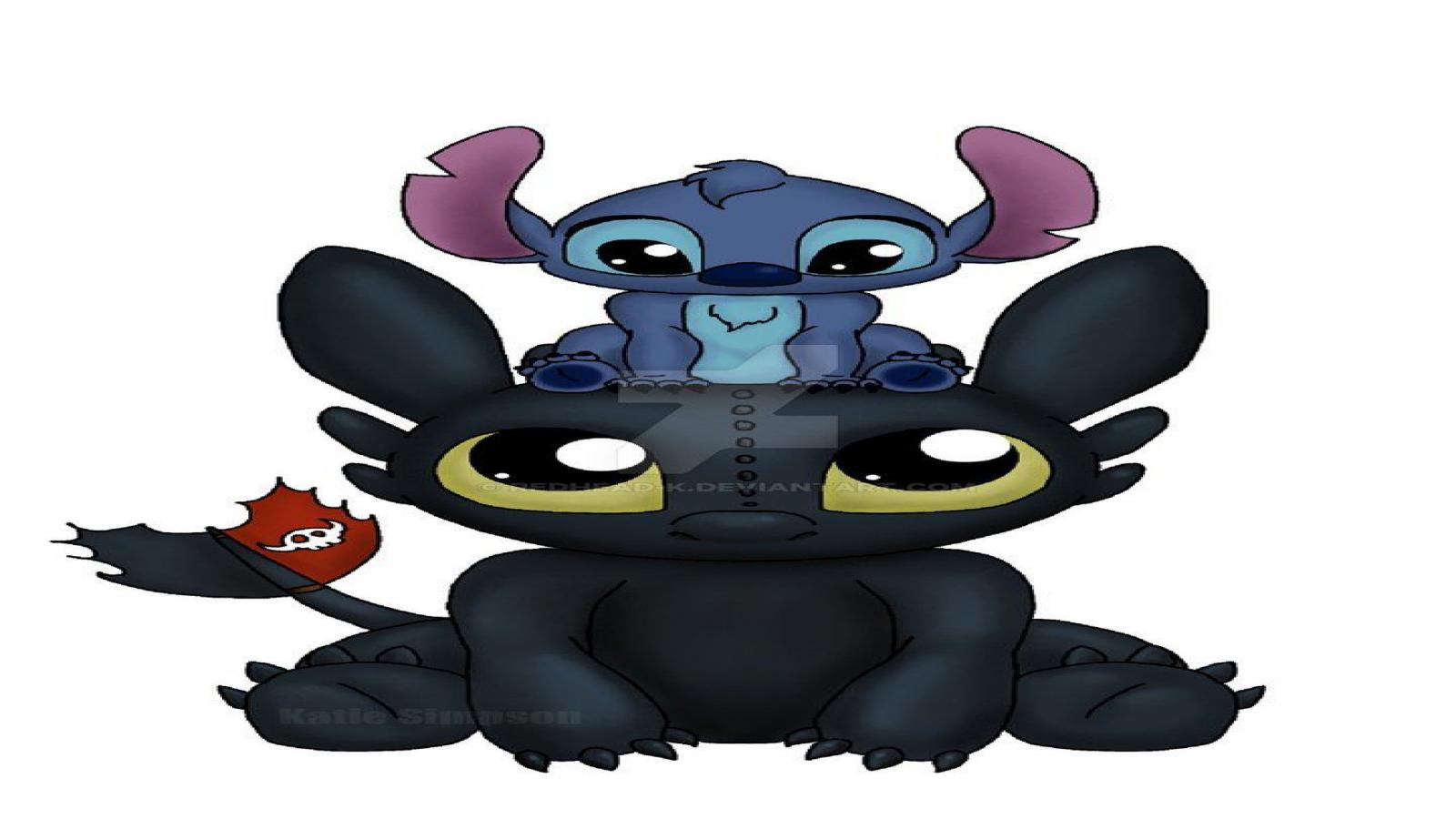 Toothless And Stitch Wallpaper-6131y49 - Cartoon - HD Wallpaper 