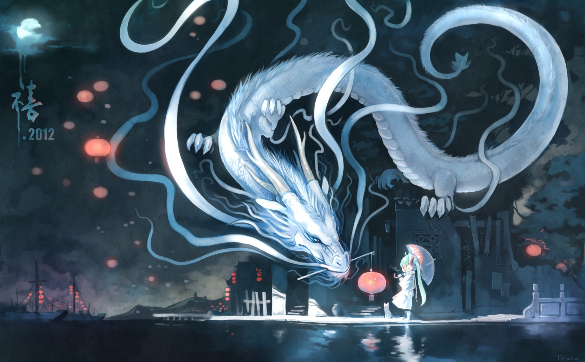 Wallpapers For > Dragon Wallpaper Desktop Hd 
 Data - Chinese Water Dragon Anime - HD Wallpaper 