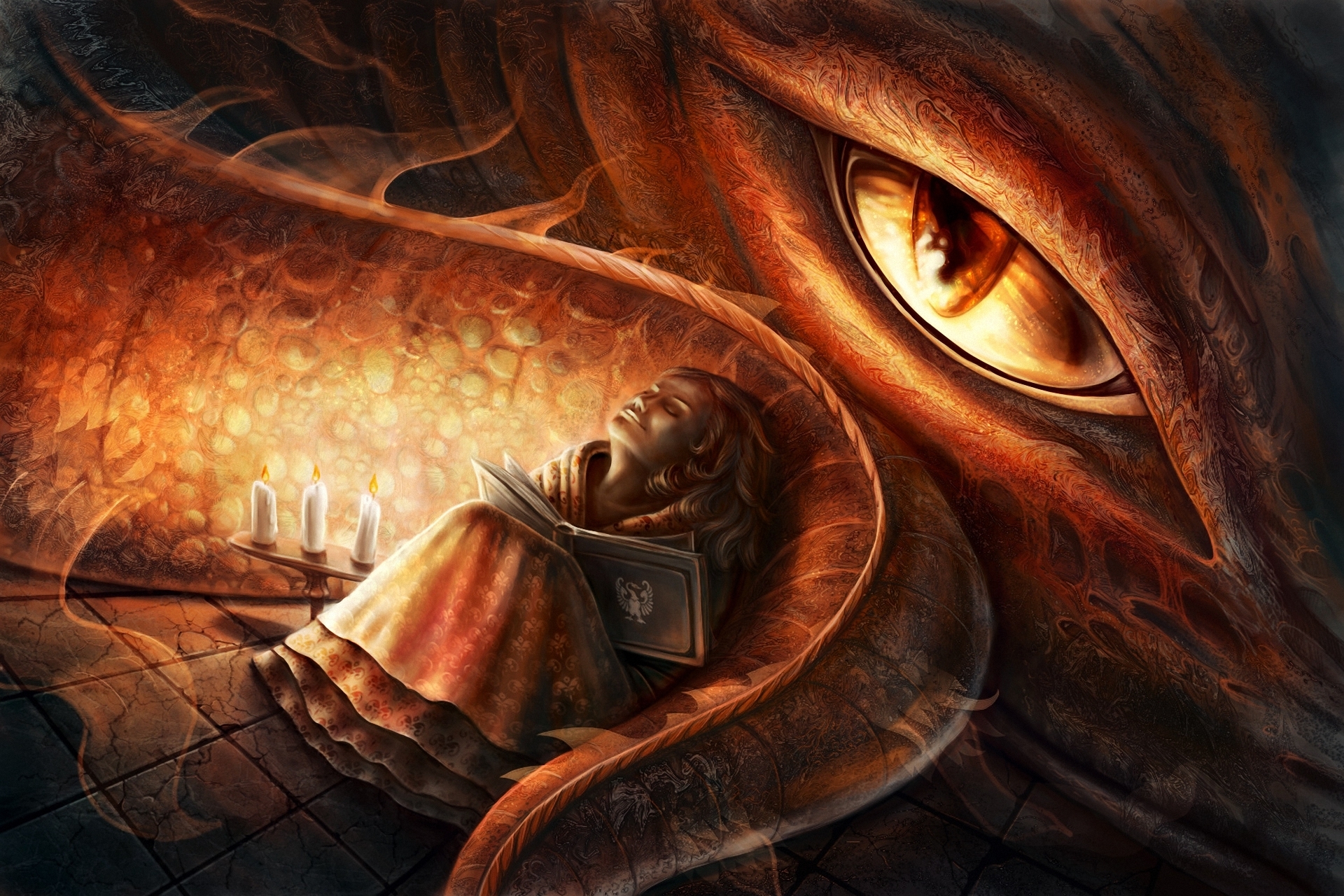 Sleeping Dragon Fantasy Art - HD Wallpaper 