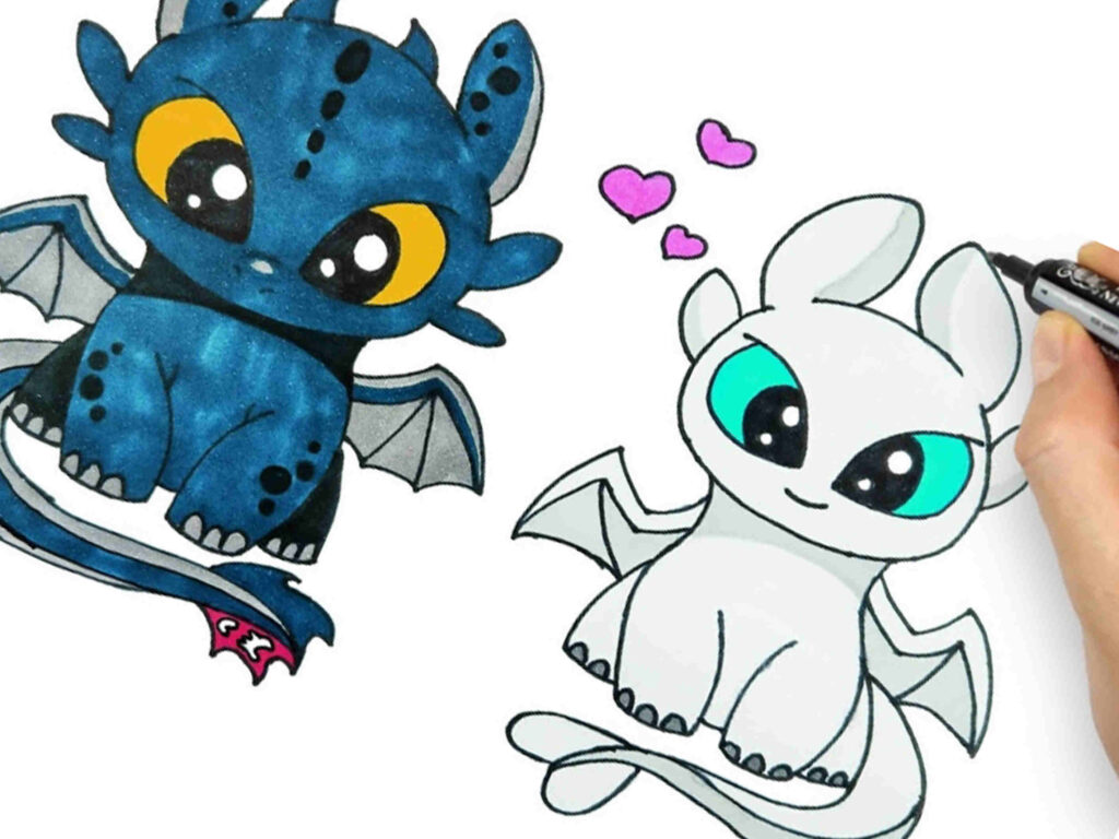 Cute Cute Dragon Drawing Png Download - Cartoon - 1024x768 Wallpaper -  