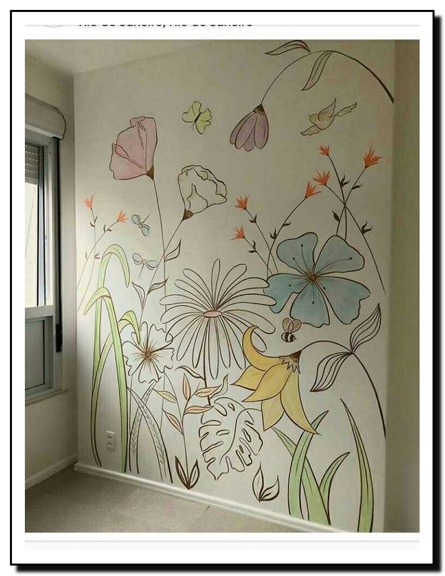 47 Beautiful Bedroom Wallpaper Decorating Ideas For - Pintura Floral Artistica Em Parede - HD Wallpaper 