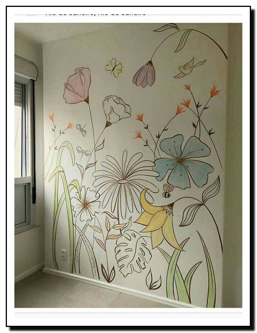 47 Beautiful Bedroom Wallpaper Decorating Ideas For - Pintura Floral Artistica Em Parede - HD Wallpaper 