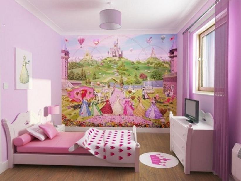 Beautiful Girls Bedroom Wallpaper Design Idea - Toddler Girl Bedroom Ideas - HD Wallpaper 
