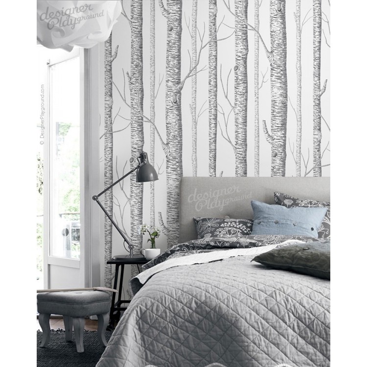 Cost To Wallpaper One Wall - Birch Wallpaper In Bedroom - HD Wallpaper 