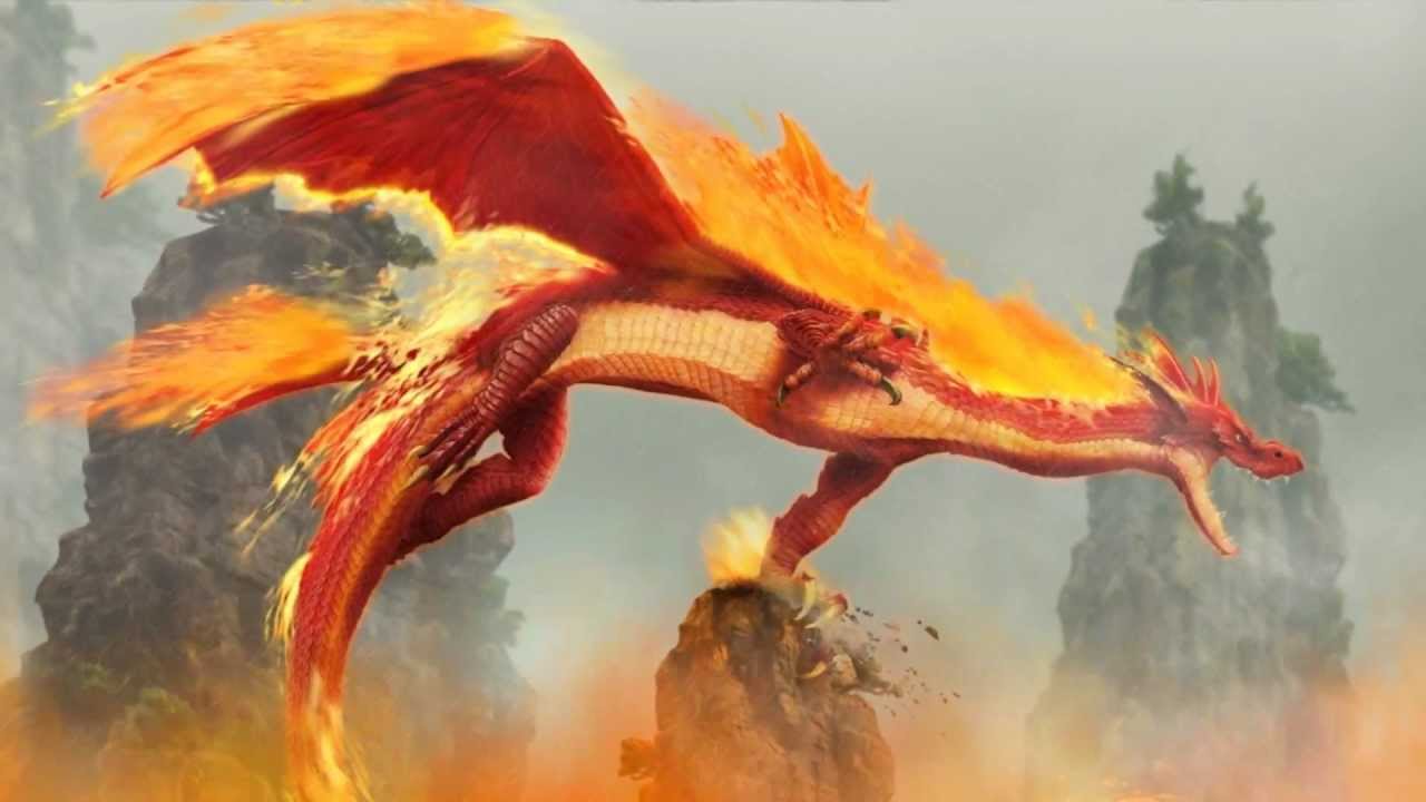 Fire Dragon Cartoon - HD Wallpaper 