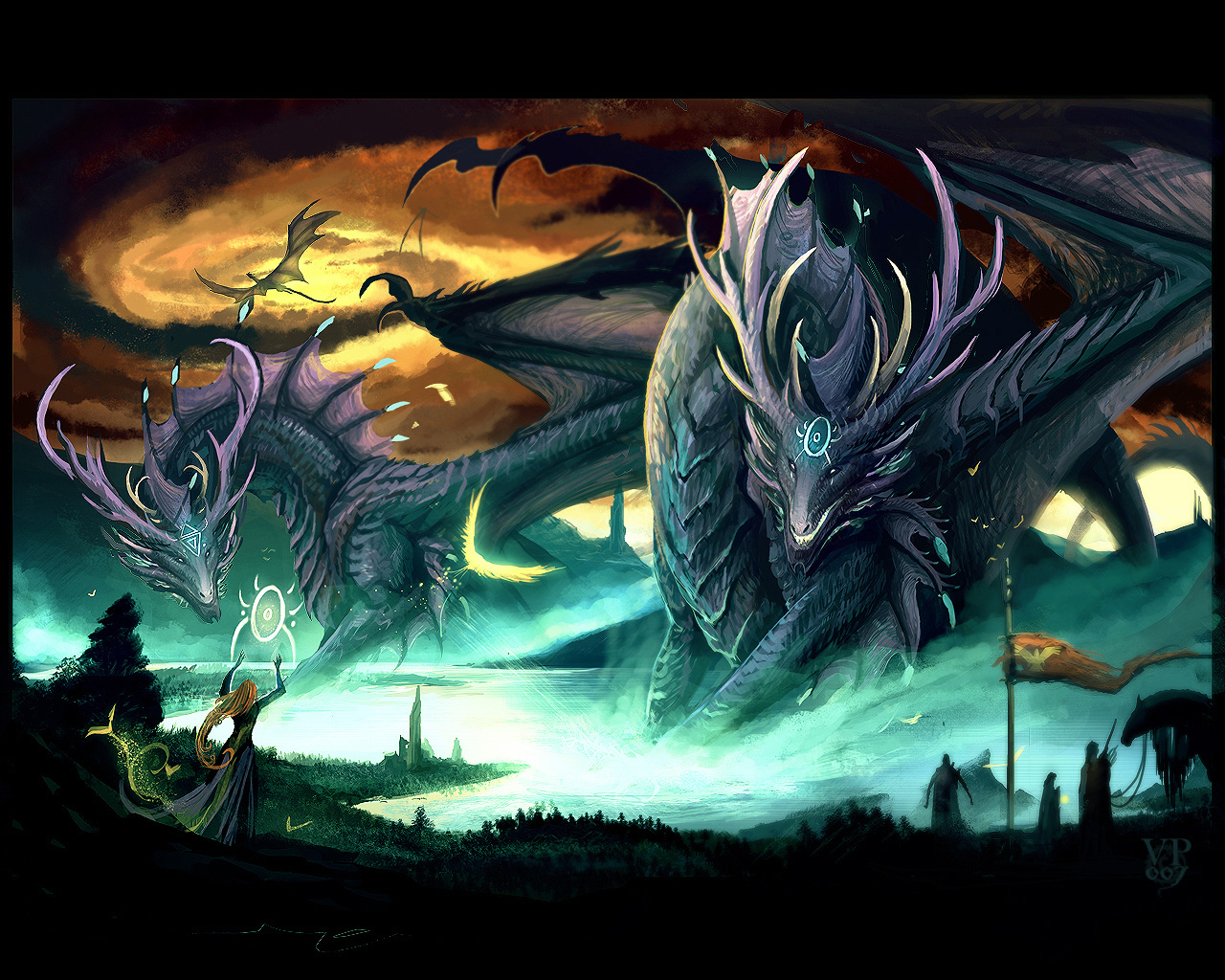 Dragon With Witch - Giant Dragons - HD Wallpaper 