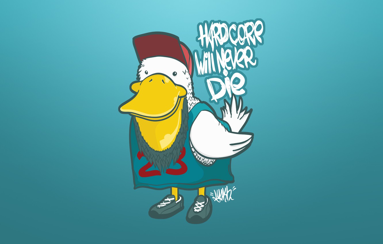 Photo Wallpaper Minimalism, Duck, Blue, Hardcore, Duck - Cartoon - HD Wallpaper 