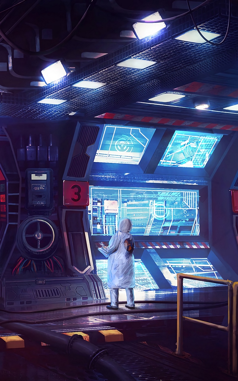 Wallpaper Laboratory, Sci-fi, Art, Man, Monitors, Light - 4k Sci Fi Background - HD Wallpaper 