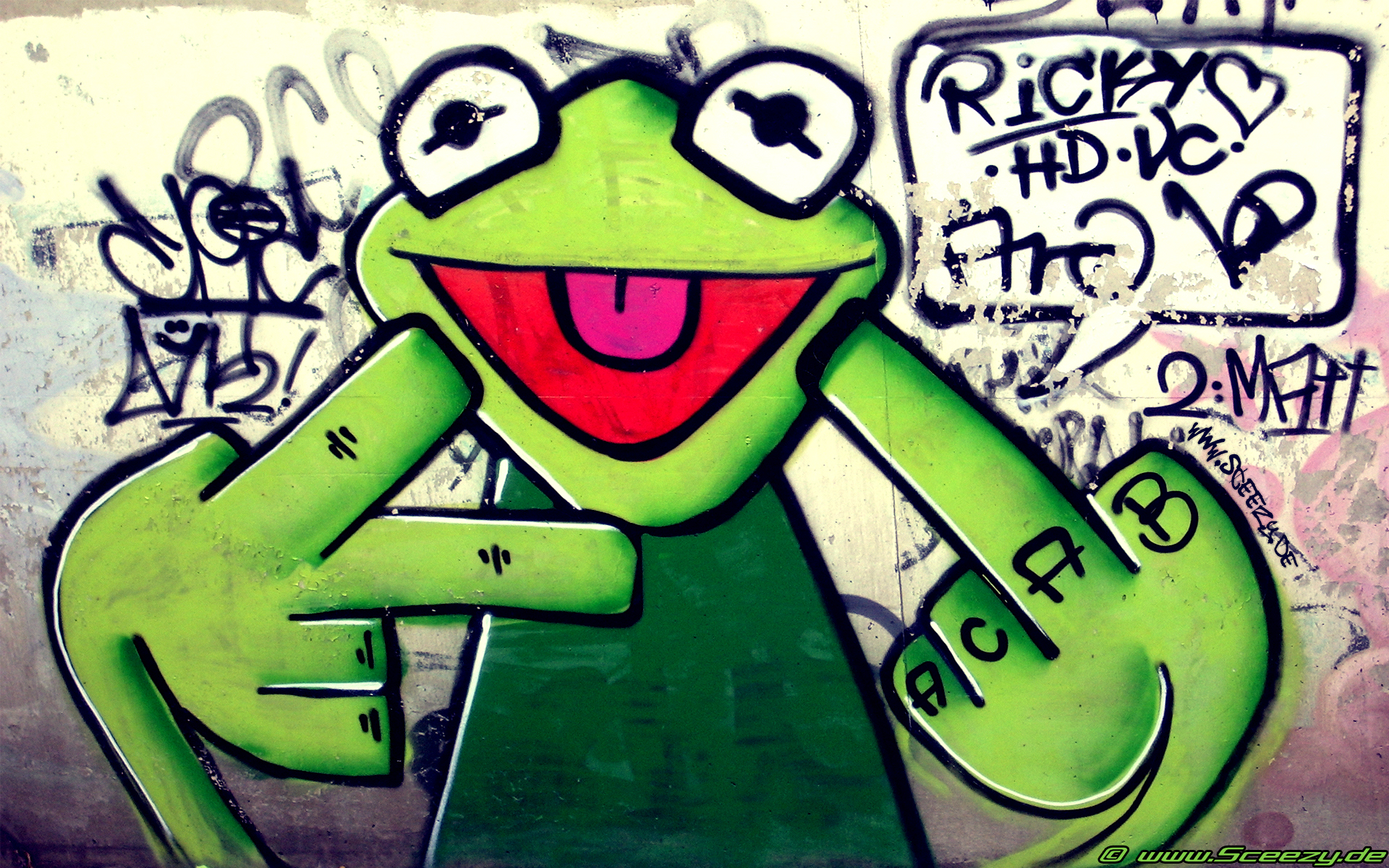 Kermit Graffiti - HD Wallpaper 