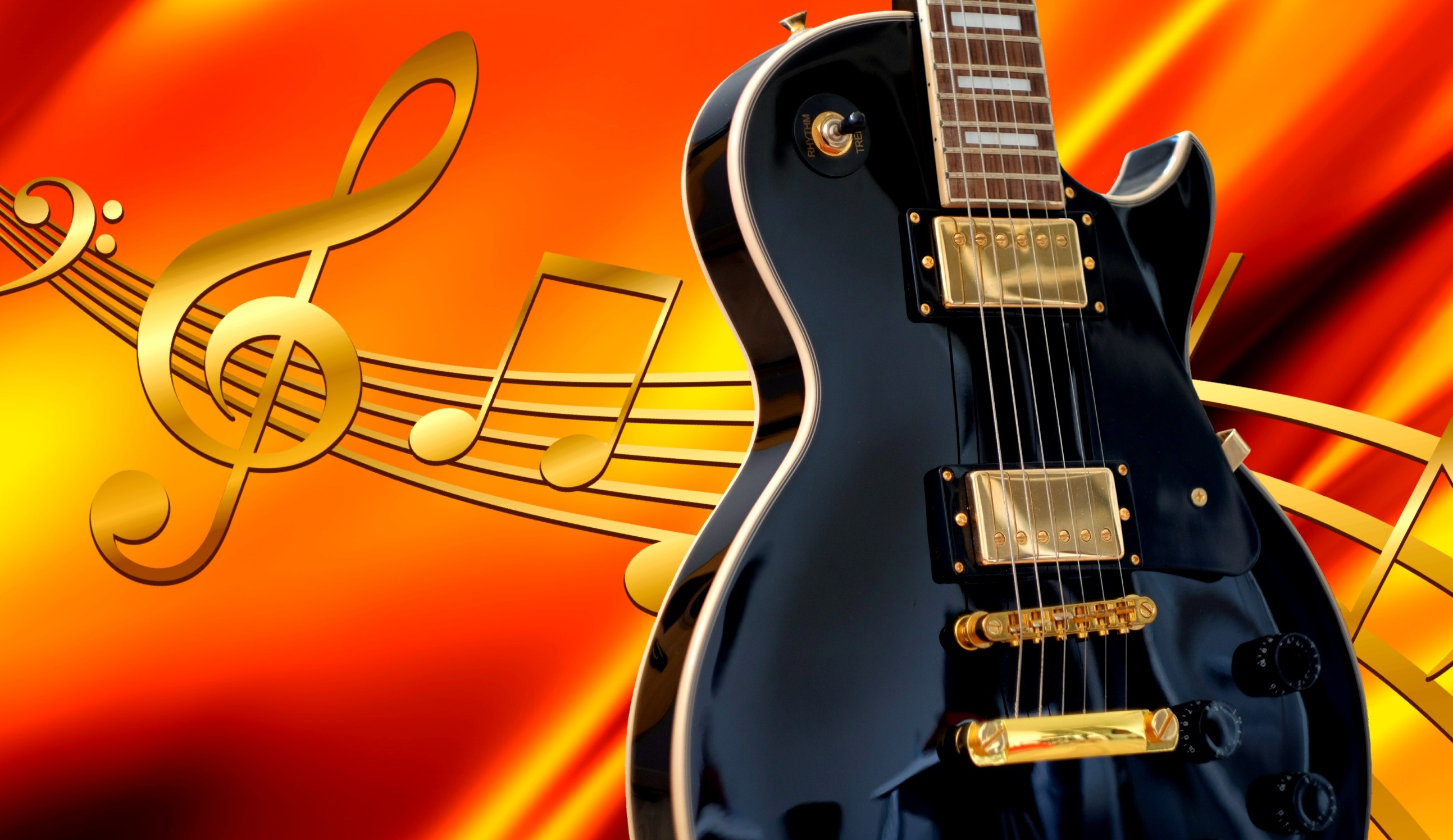 Guitar And Music Notes - HD Wallpaper 