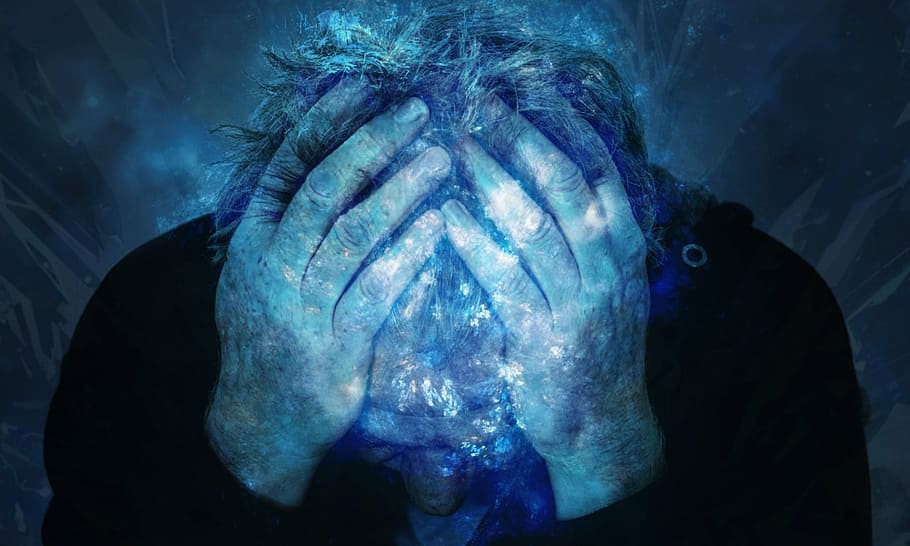 Profile Of Man Illustration, Headache, Head Ache, Pain, - Social Media Depression Blue - HD Wallpaper 
