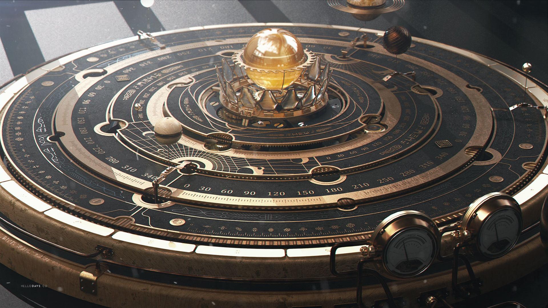 Steampunk Clocks Wallpaper - Steampunk Astrolabe - HD Wallpaper 