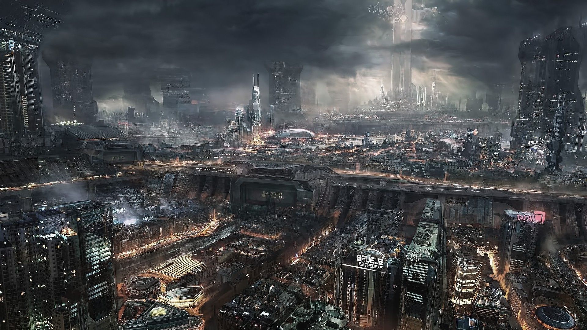 Fantasy Art, Steampunk, City Wallpapers Hd / Desktop - Cyberpunk Landscape - HD Wallpaper 