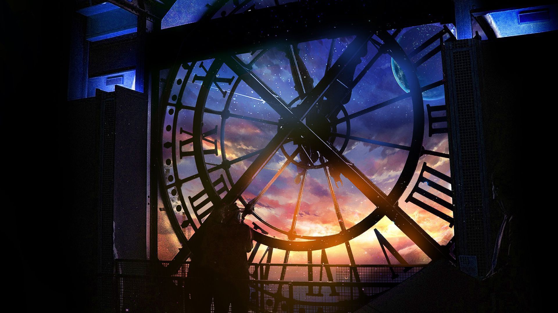 Anime Clock Tower Background - HD Wallpaper 
