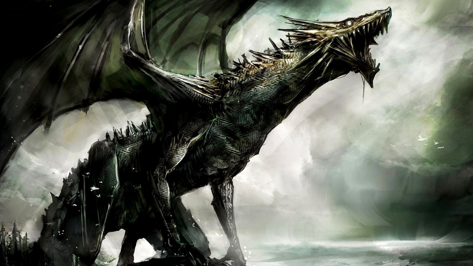 Dark Dragon Fantasy Art - HD Wallpaper 