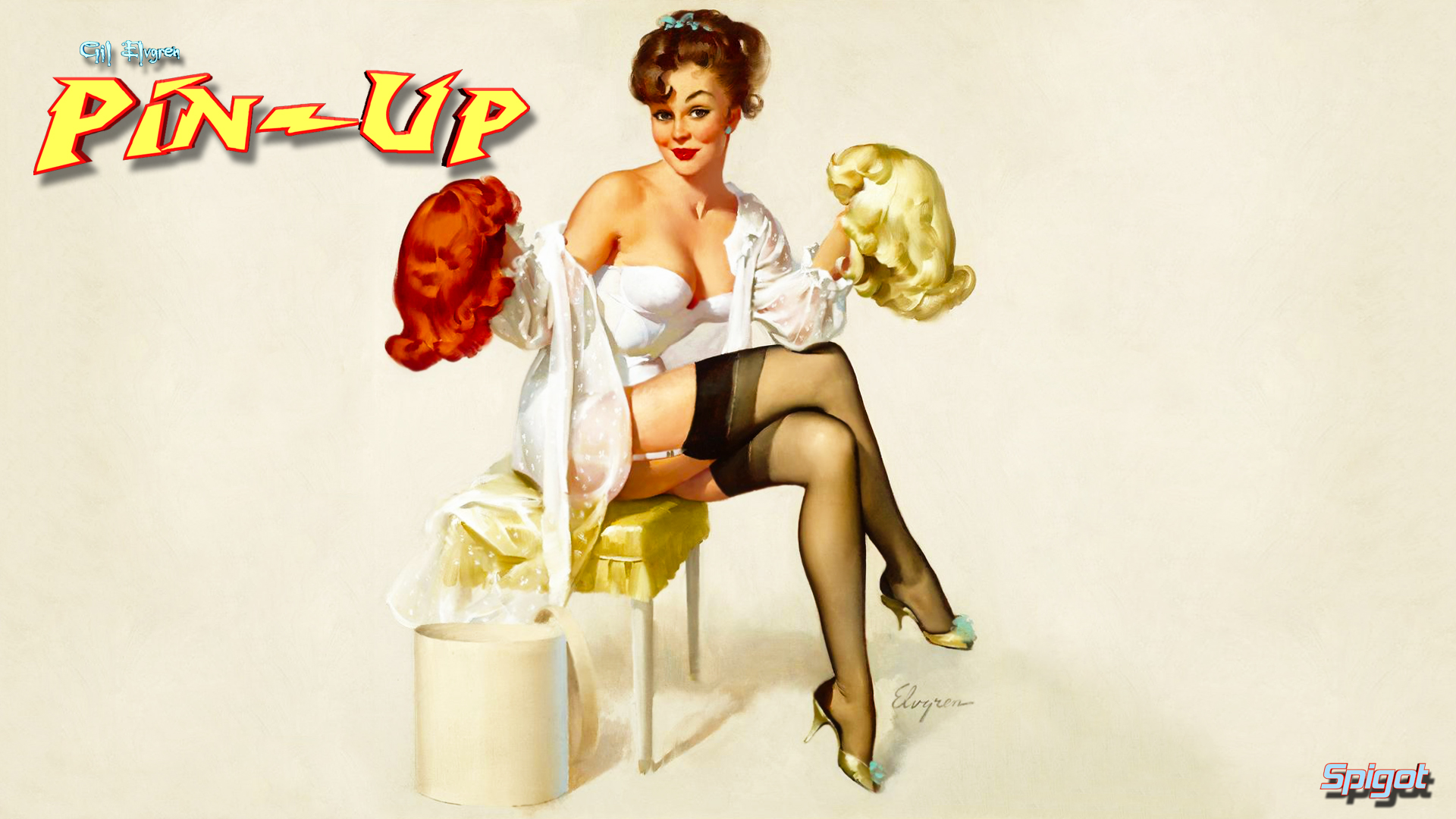 Pin Up Brunette Elvgren - HD Wallpaper 