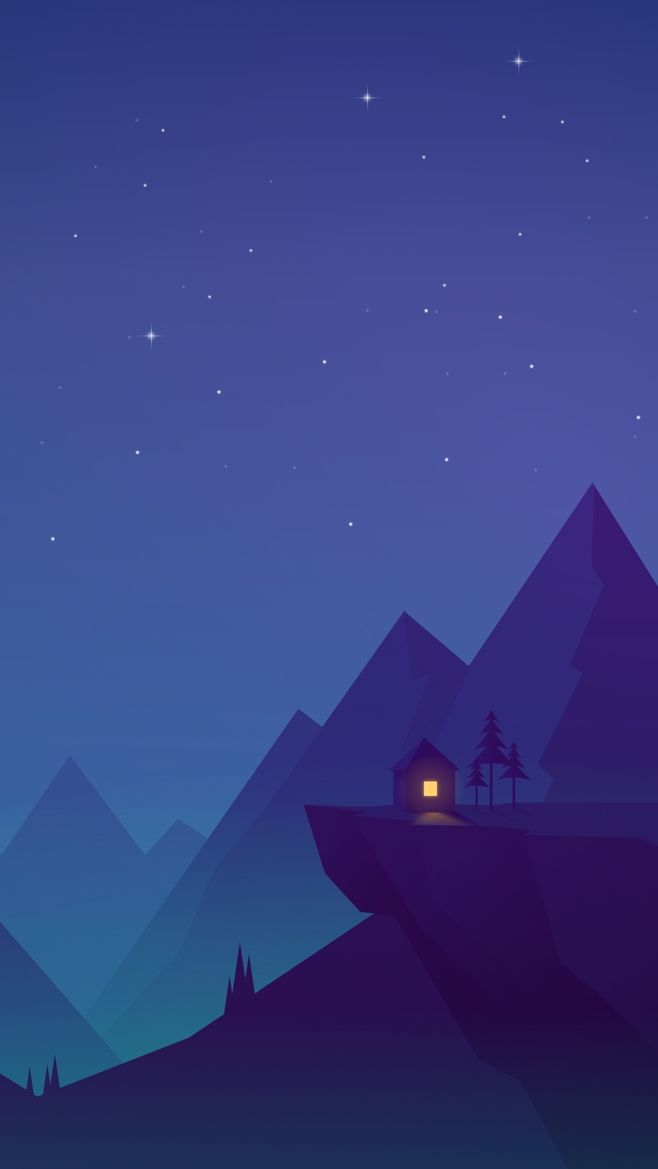 Night Sky Flat Design - HD Wallpaper 