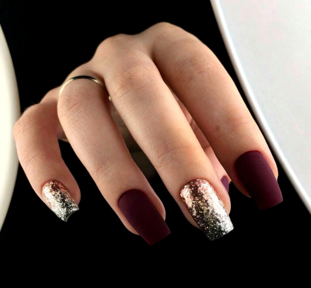 Nail Art Nail Art Pictures Wallpapers Up Ideas Designs - Matte Burgundy Nails With Gold - HD Wallpaper 