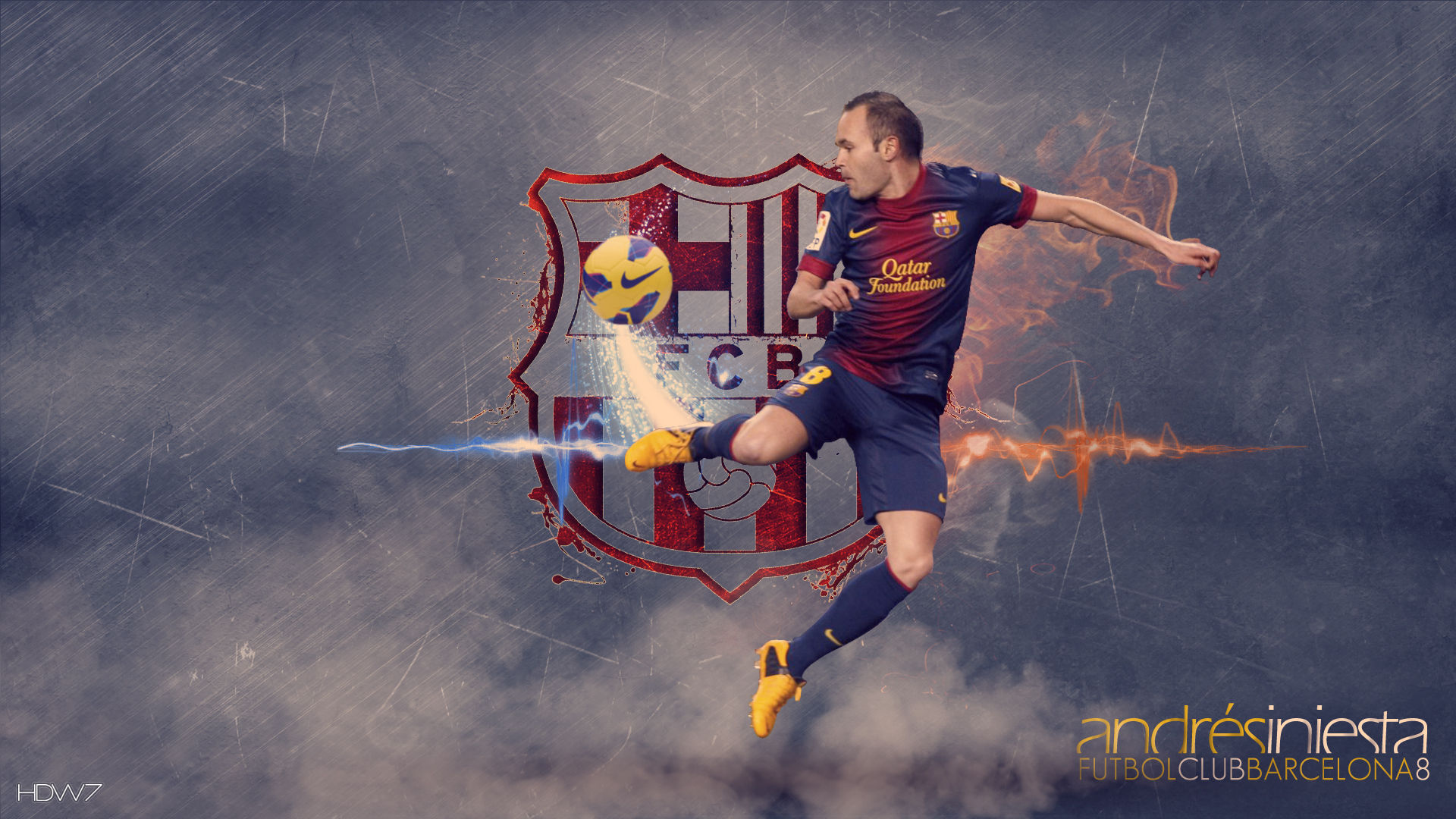 Andres Iniesta Barcelona Wallpaper - Barcelona Iniesta Foto Background - HD Wallpaper 
