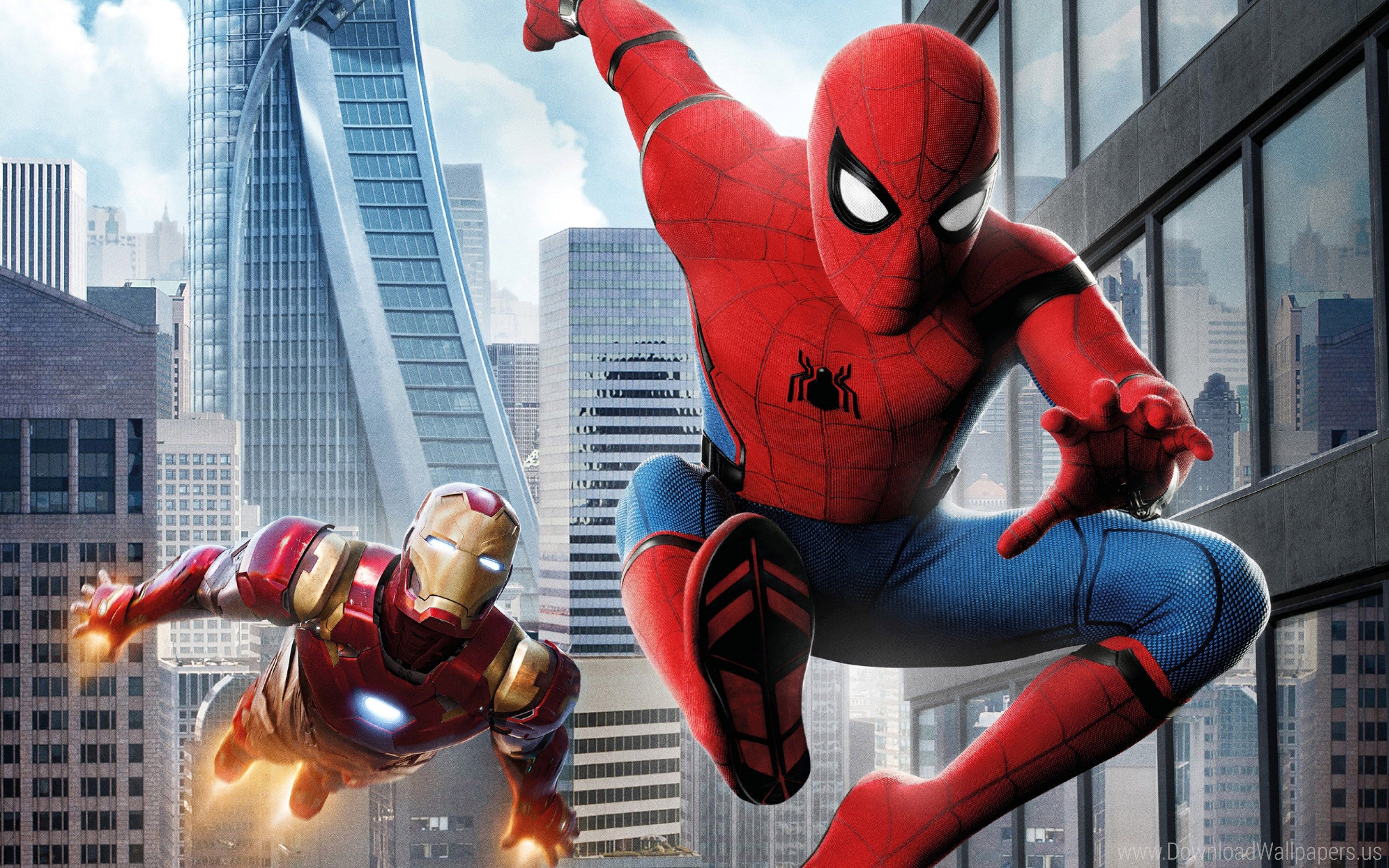 Homecoming, Iron, Man, Spider Wallpaper - Spiderman Con Iron Man - HD Wallpaper 