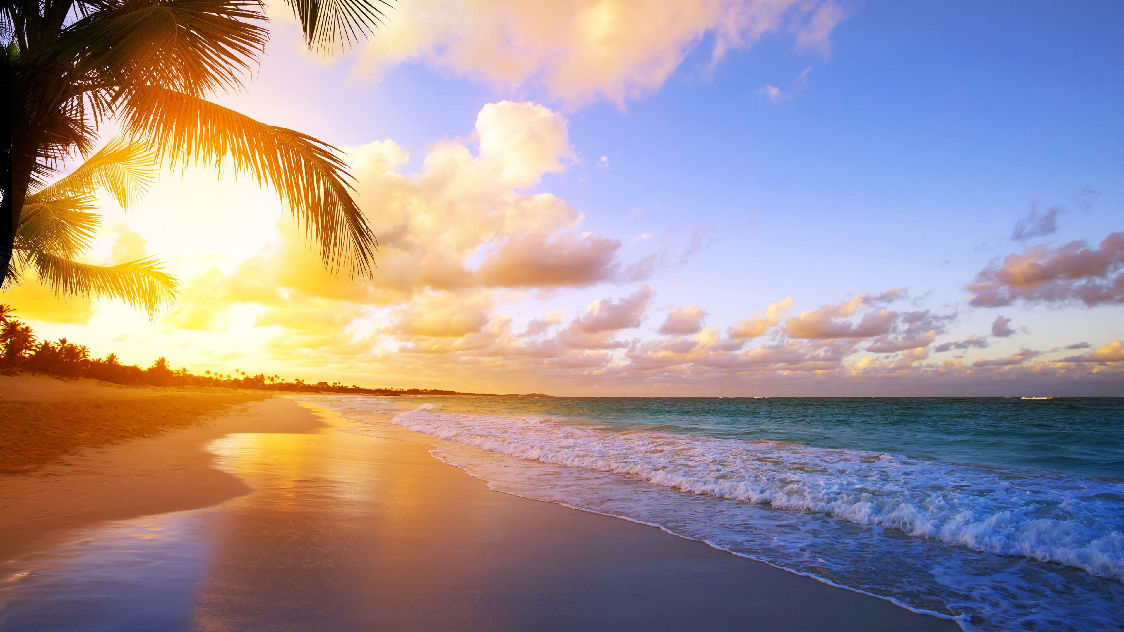 Tropical Beach Sunrise Wallpaper - Beach Sunrise - HD Wallpaper 