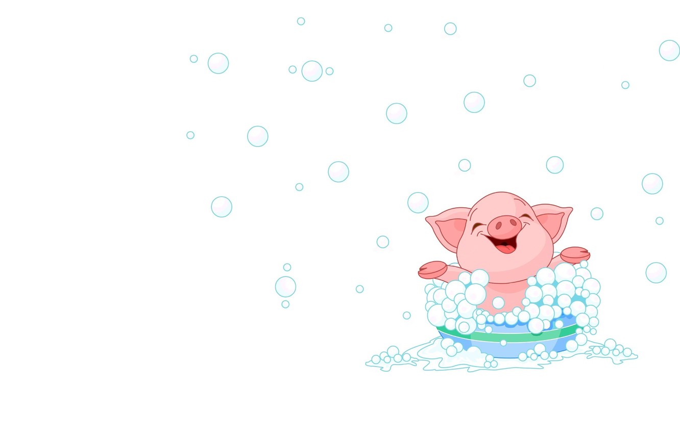 Photo Wallpaper Foam, Smile, Mood, Minimalism, Bathing, - หมู จุ่ม - HD Wallpaper 