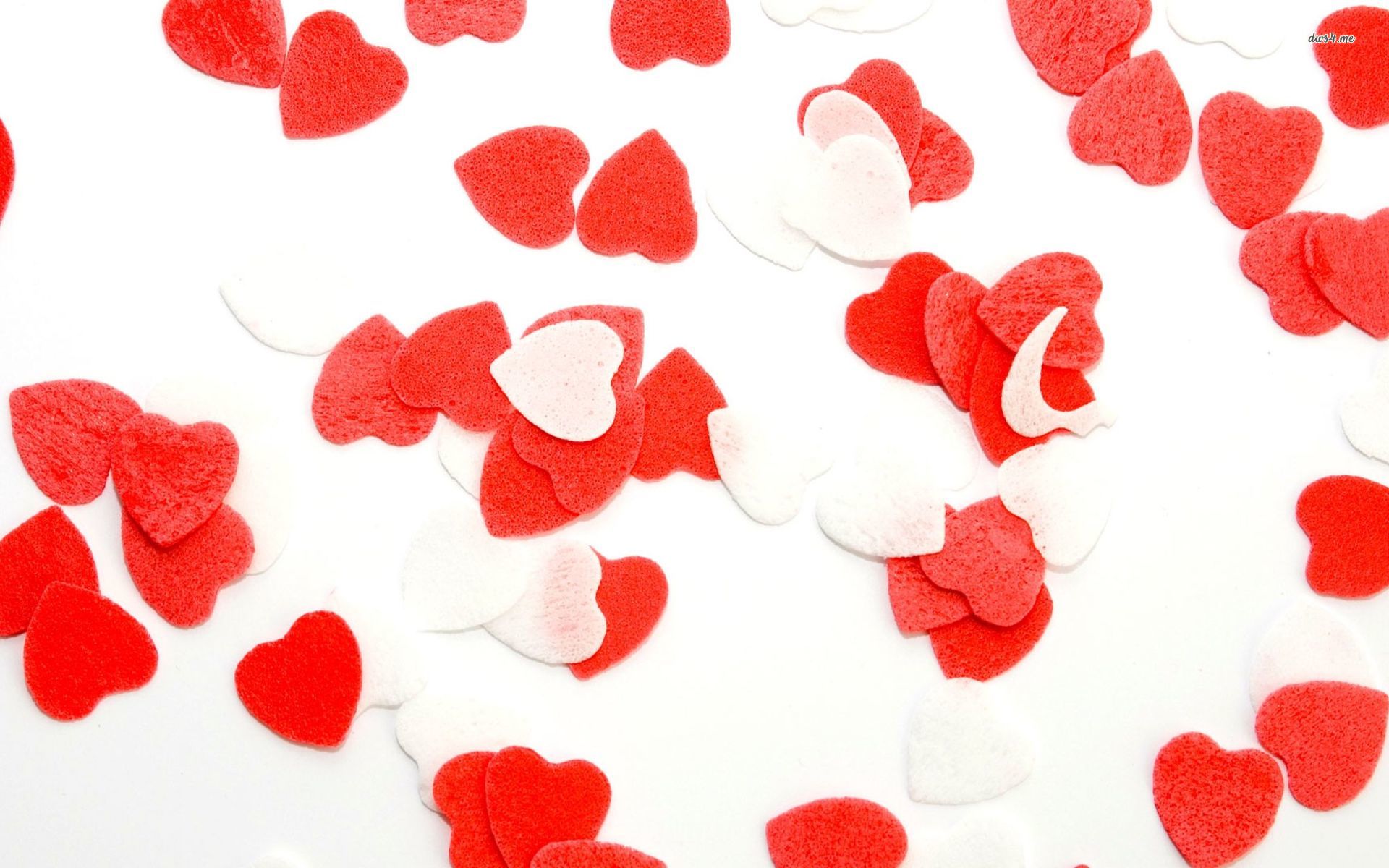 White And Red Hearts - HD Wallpaper 