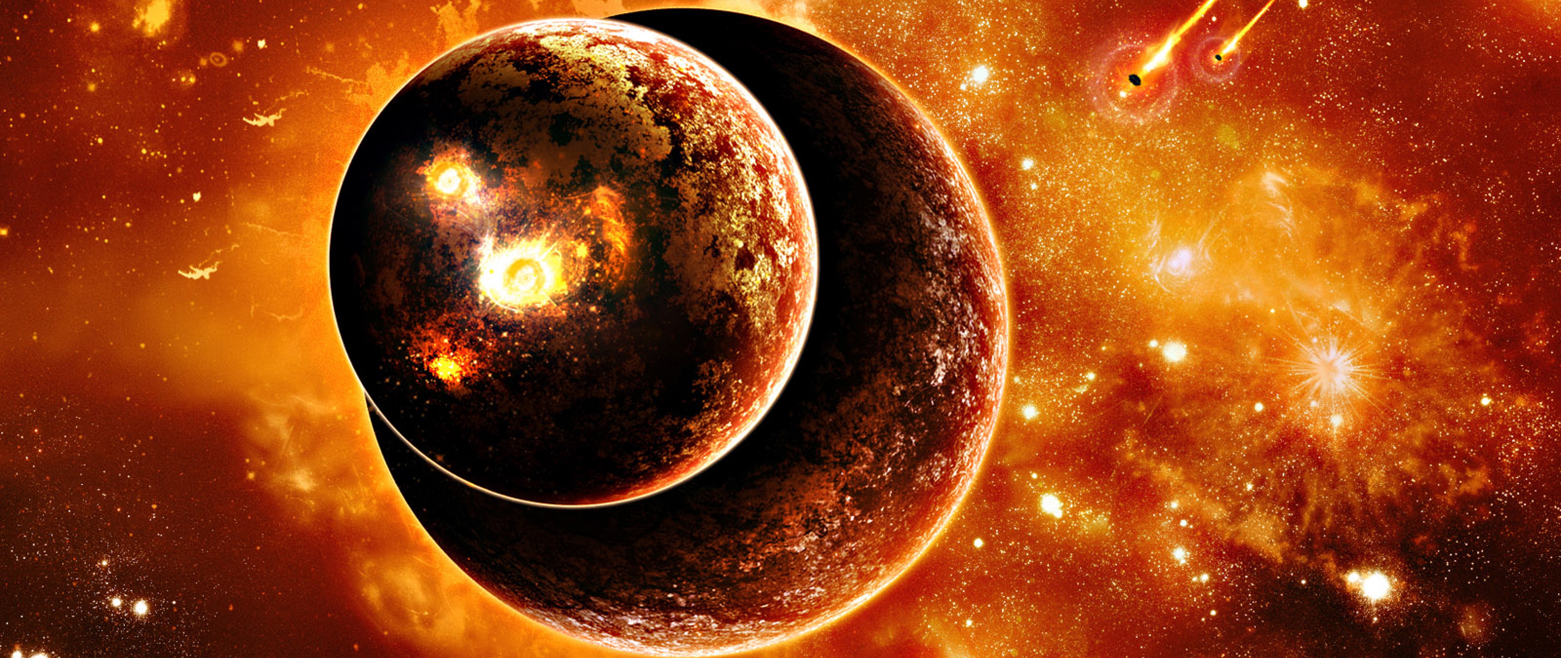 Solar System On Fire - HD Wallpaper 