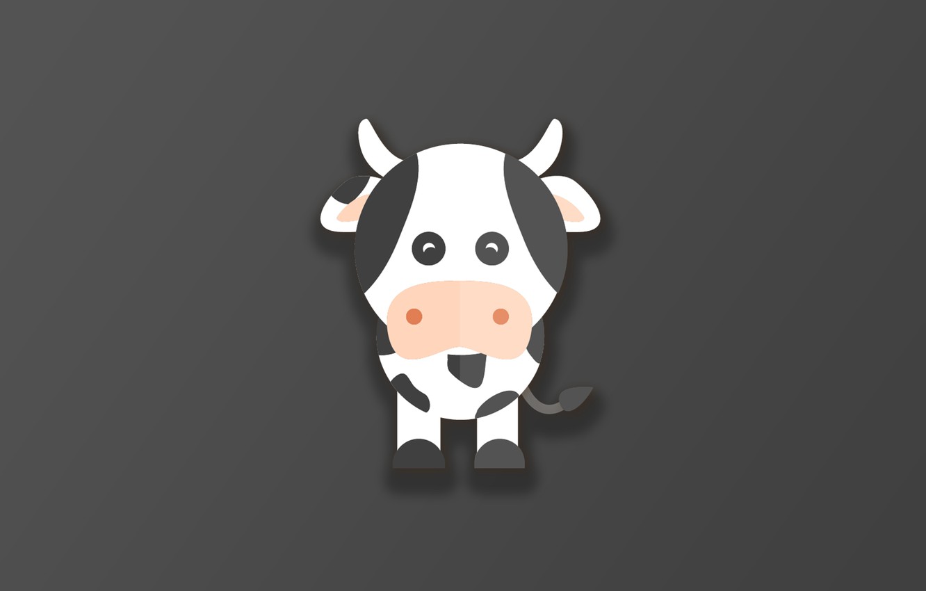Photo Wallpaper Horns, Minimalism, Animal, Funny, Digital - Cow Cartoon - HD Wallpaper 